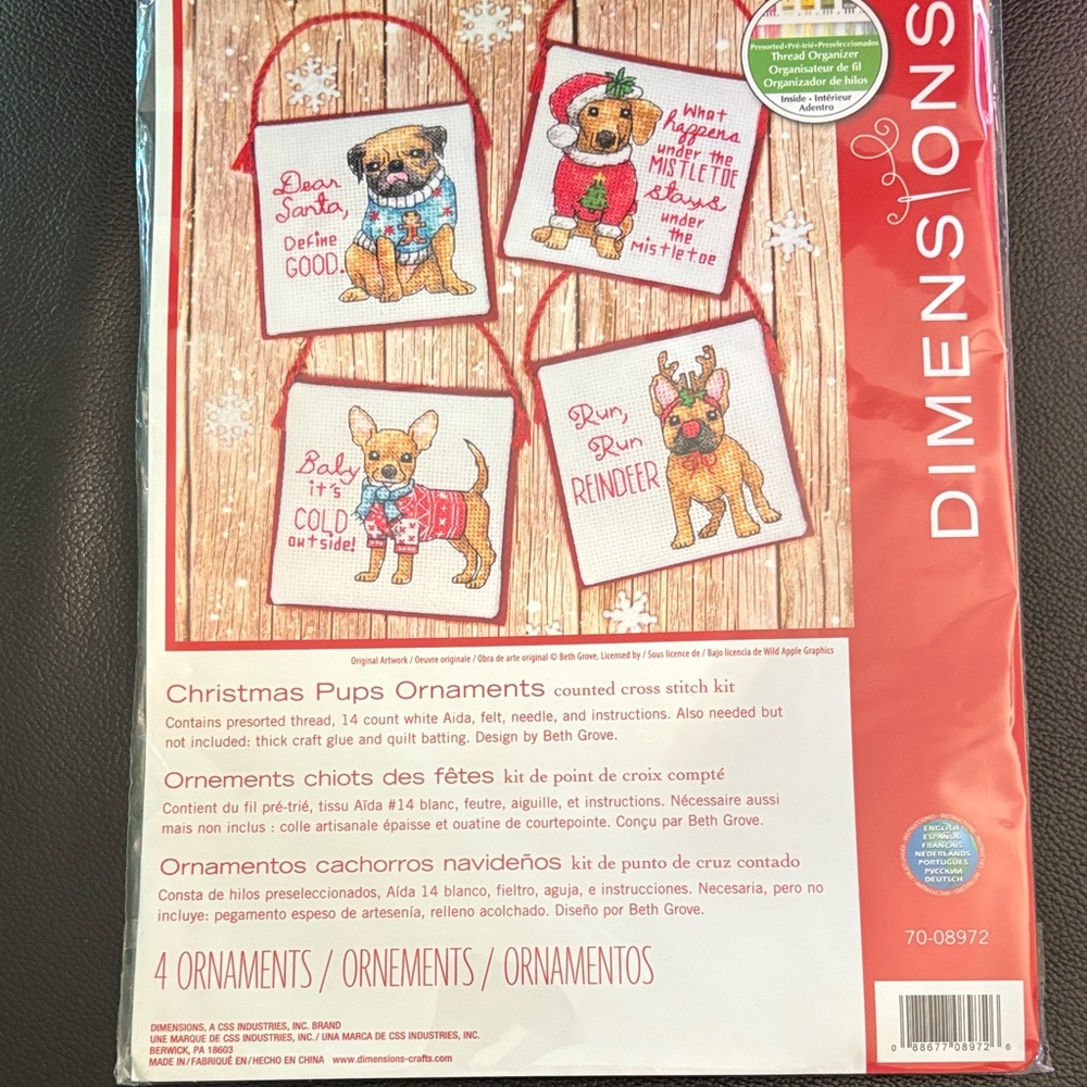 Dimensions Christmas Pups Ornaments counted cross stitch kit
